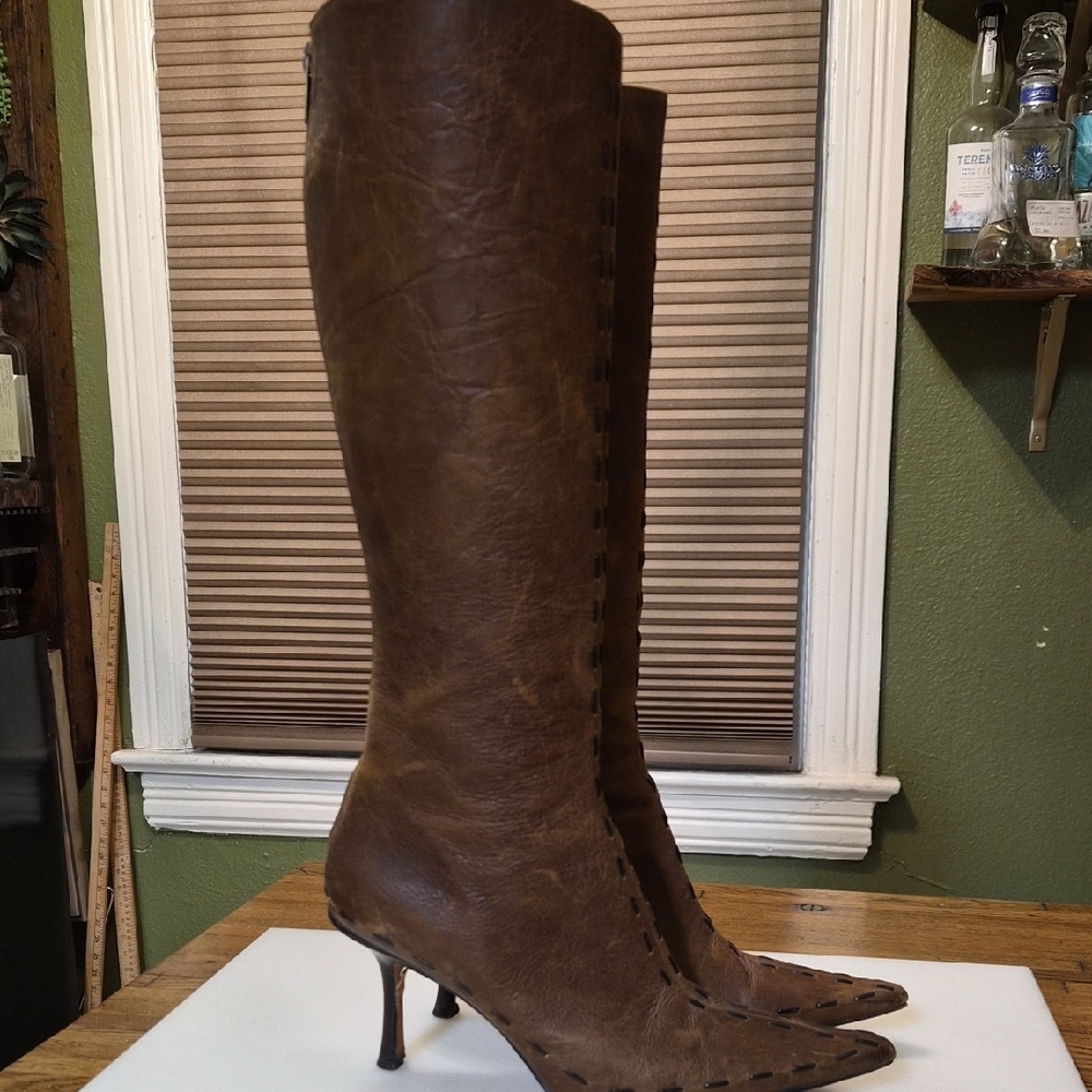 Jimmy Choo Brown Vero Cuoio Leather High Heel Boots